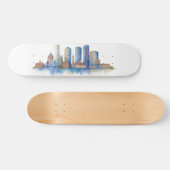 Boston City Skyline Waterverf | Modern Boston MA Persoonlijk Skateboard (Horizontaal)