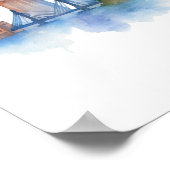 Boston City Skyline Waterverf | Modern Boston MA Poster (Hoek)