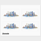 Boston City Skyline Waterverf | Modern Boston MA Rechthoekige Sticker (Vel)