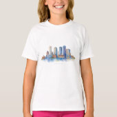 Boston City Skyline Waterverf | Modern Boston MA T-shirt (Voorkant)