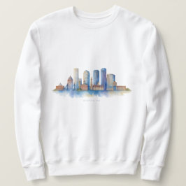 Boston City Skyline Waterverf | Modern Boston MA Trui