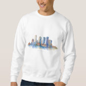 Boston City Skyline Waterverf | Modern Boston MA Trui (Voorkant)