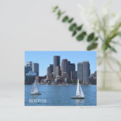 Boston City Skyline Zeilboten Havenreizen Briefkaart (Staand voorkant)
