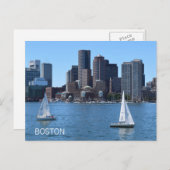 Boston City Skyline Zeilboten Havenreizen Briefkaart (Voorkant / Achterkant)