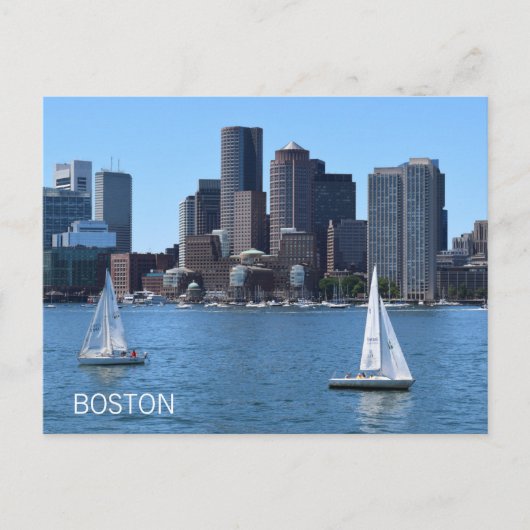 Boston City Skyline Zeilboten Havenreizen Briefkaart (Voorkant)