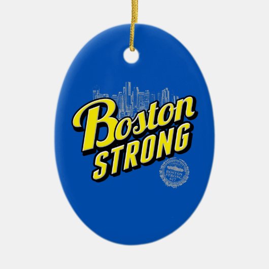 Boston City Strong Herdenkt in Blauw Keramisch Ornament (Voorkant)