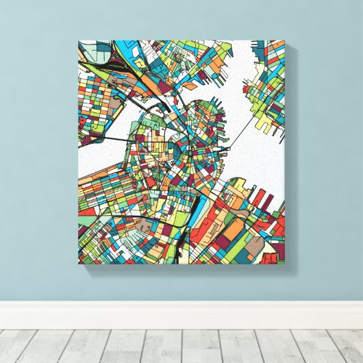 Boston City USA Canvas Afdruk (Insitu (Houten vloer))