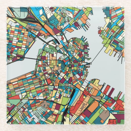 Boston City USA Glazen Onderzetter (Voorkant)