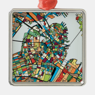 Boston City USA Metalen Ornament