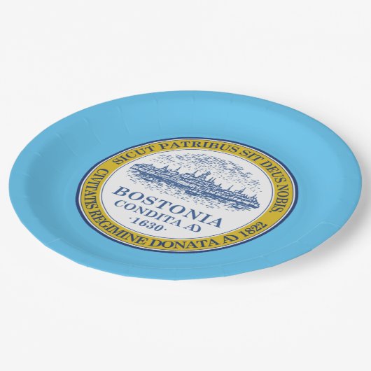 Boston city vlag papieren bordje (Gekanteld)