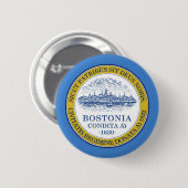 Boston city vlag ronde button 5,7 cm (Voorkant /achterkant)