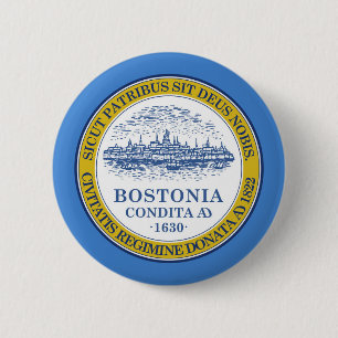 Boston city vlag ronde button 5,7 cm