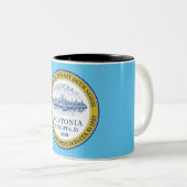 Boston city vlag tweekleurige koffiemok (Voorkant rechts)