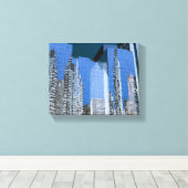 Boston Cityscape Blauw Canvas Afdruk (Insitu (Houten vloer))
