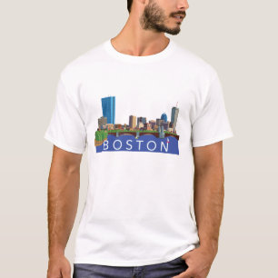 Boston Cityscape Skyline Computer Illustratie T-shirt