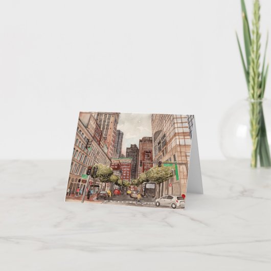 Boston Cityscape van Kate Boyington Blank Notecard Notitiekaartje (Voorkant)