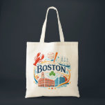 Boston Coastal Travel Illustration Tote Bag<br><div class="desc">Celebrate the charm of one of America’s most historic harbor cities with this vibrant coastal travel illustration inspired by Boston’s rich maritime culture, iconic architecture, and seaside traditions. This artwork combines playful nautical elements, historic city imagery, and classic coastal symbolism to create a cheerful design perfect for travelers, locals, and...</div>
