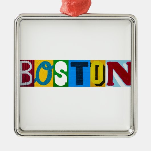Boston Colorful Letters Metalen Ornament (Voorkant)