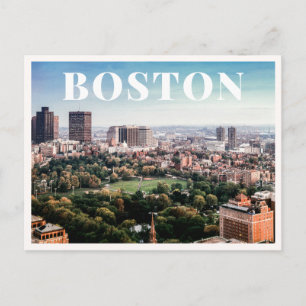 Boston Common Luchtfoto Stadsprofiel Downtown Foto Briefkaart