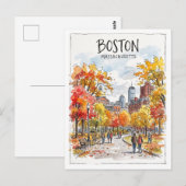 Boston Common Massachusetts Briefkaart (Voorkant / Achterkant)