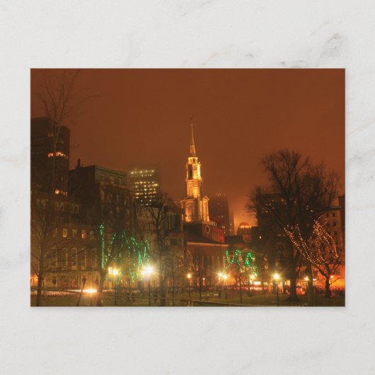 Boston Common Park Church Holiday Night Briefkaart (Voorkant)