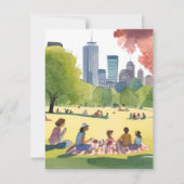 Boston Common Picknick | Zomer Aquarel Kaart (Voorkant)