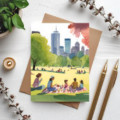 Boston Common Picknick | Zomer Aquarel Kaart