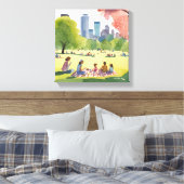 Boston Common Picknick | Zomer Aquarel Schilderij Canvas Afdruk (Insitu (Slaapkamer))