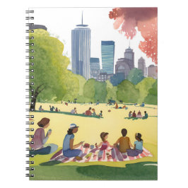 Boston Common Picknick | Zomer Aquarel Schilderij Notitieboek