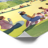 Boston Common Picknick | Zomer Aquarel Schilderij Poster (Hoek)