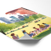 Boston Common Picknick | Zomer Aquarel Schilderij Poster (Hoek)