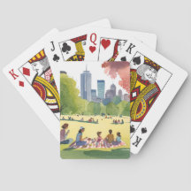 Boston Common Picnic | Zomer Waterverf schilderij