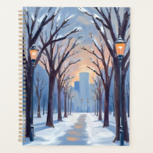 Boston Common | Waterverf Winter Sneeuwval
