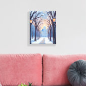 Boston Common Winter Sneeuwval Aquarel Canvas Afdruk (Insitu (Woonkamer))