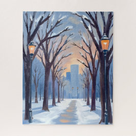 Boston Common Winter Sneeuwval Aquarel Legpuzzel