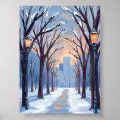 Boston Common Winter Sneeuwval Aquarel Poster (Voorkant)