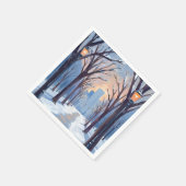 Boston Common Winter Sneeuwval Aquarel Servet (Hoek)