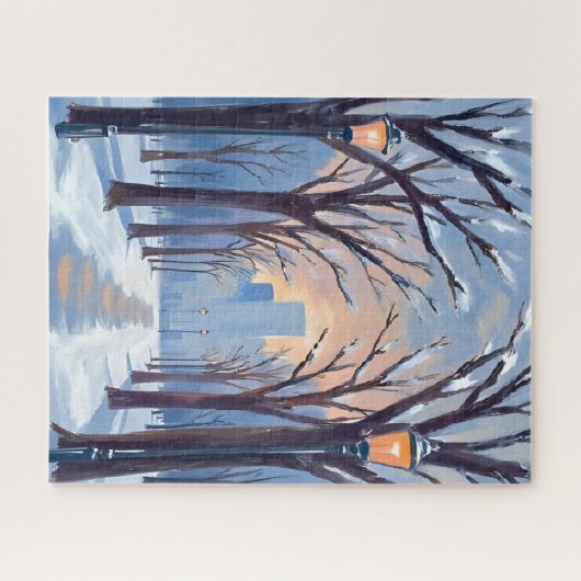 Boston Common Winter Snowfall Watercolor Legpuzzel (Horizontaal)