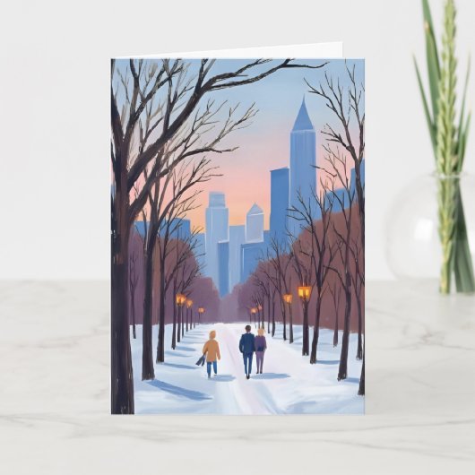 Boston Common Winter Watercolor Schilderij Kaart (Voorkant)