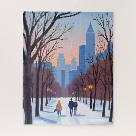 Boston Common Winter Watercolor Schilderij Legpuzzel (Verticaal)