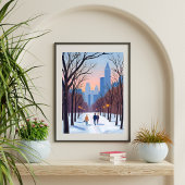 Boston Common Winter Watercolor Schilderij Poster