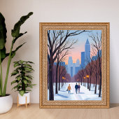 Boston Common Winter Watercolor Schilderij Poster