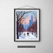 Boston Common Winter Watercolor Schilderij Poster