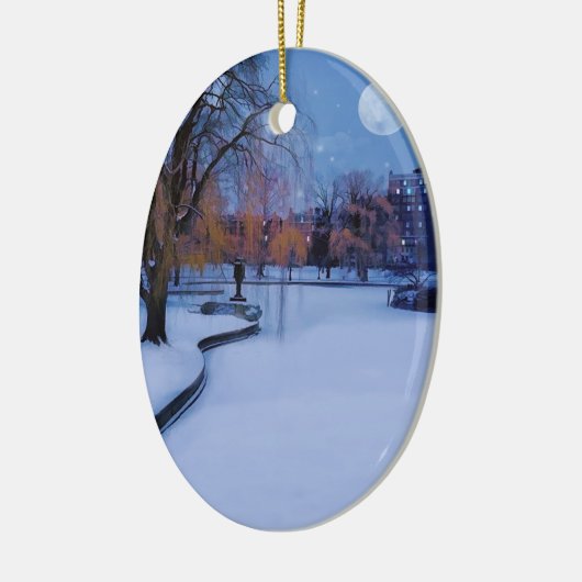 Boston Commons Bevroren Pond Winter Evening Keramisch Ornament (Links)
