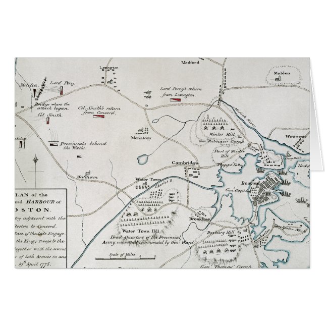 BOSTON-CONCORD MAP, 1775 (Voorkant Horizontaal)