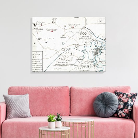 BOSTON-CONCORD MAP, 1775 CANVAS AFDRUK (Insitu (Woonkamer))