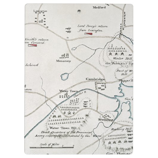 BOSTON-CONCORD MAP, 1775 KLEMBORD (Achterkant)