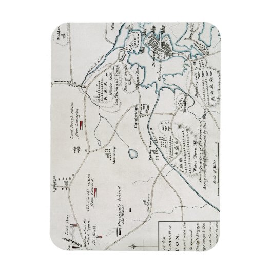 BOSTON-CONCORD MAP, 1775 MAGNEET (Verticaal)