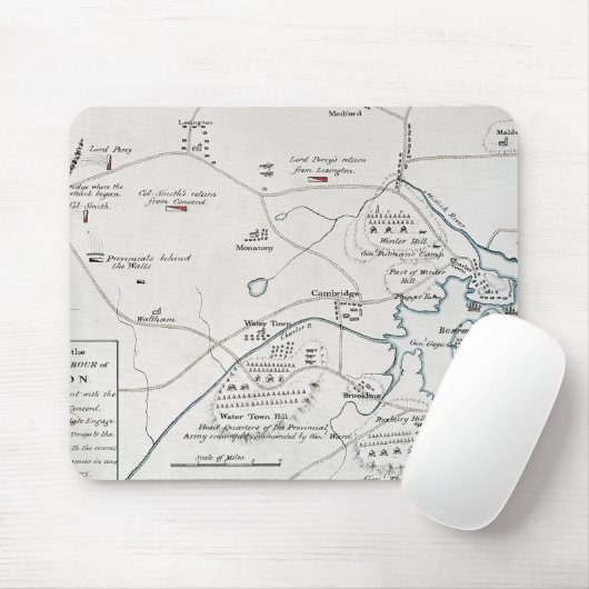 BOSTON-CONCORD MAP, 1775 MUISMAT (Met muis)