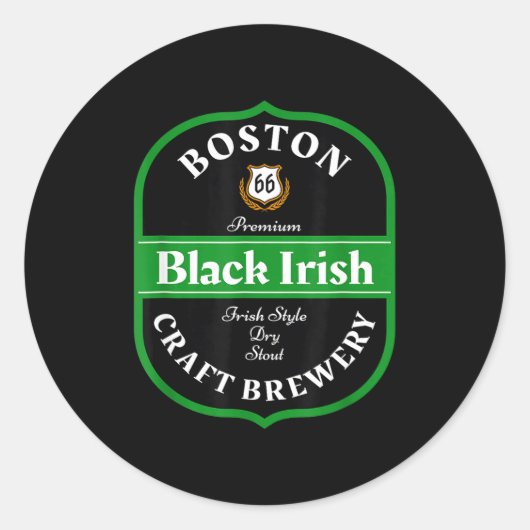 Boston Craft Brewery Boston Black Irish Stout Nove Ronde Sticker (Voorkant)